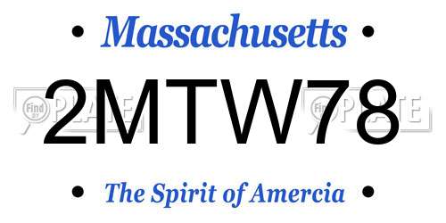 2MTW78 Massachusetts License Plate