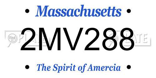 2MV288 Massachusetts License Plate