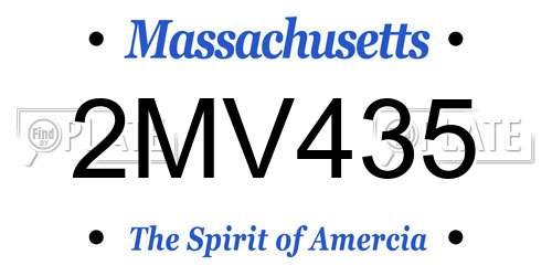 2MV435 Massachusetts License Plate