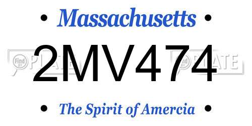 2MV474 Massachusetts License Plate