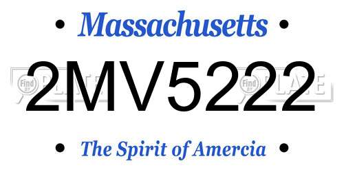 2MV5222 Massachusetts License Plate