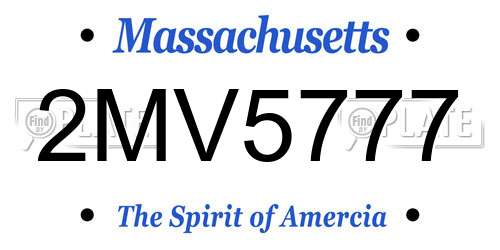 2MV5777 Massachusetts License Plate