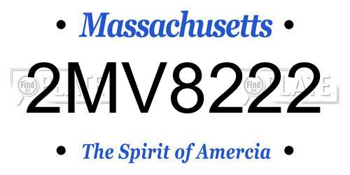 2MV8222 Massachusetts License Plate