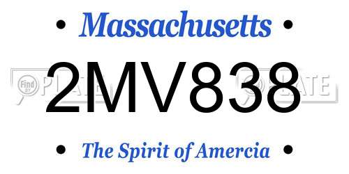 2MV838 Massachusetts License Plate