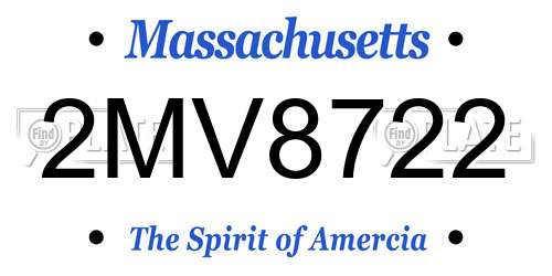 2MV8722 Massachusetts License Plate