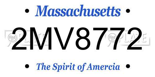 2MV8772 Massachusetts License Plate