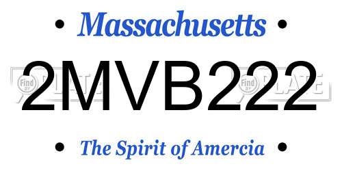 2MVB222 Massachusetts License Plate