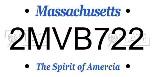 2MVB722 Massachusetts License Plate