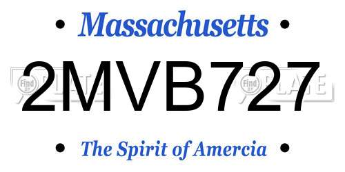 2MVB727 Massachusetts License Plate