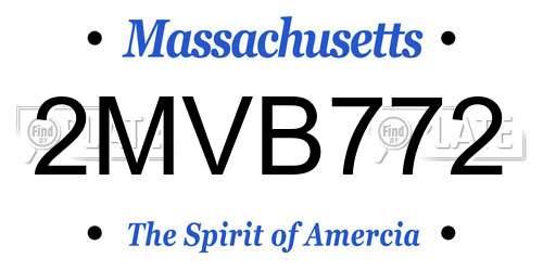 2MVB772 Massachusetts License Plate