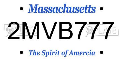 2MVB777 Massachusetts License Plate