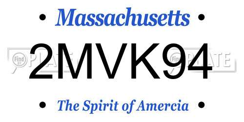 2MVK94 Massachusetts License Plate