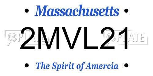 2MVL21 Massachusetts License Plate