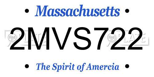 2MVS722 Massachusetts License Plate