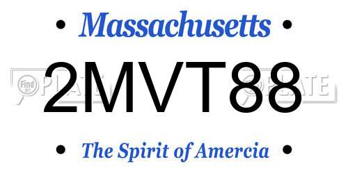 2MVT88 Massachusetts License Plate