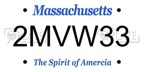 2MVW33 Massachusetts License Plate