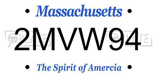 2MVW94 Massachusetts License Plate