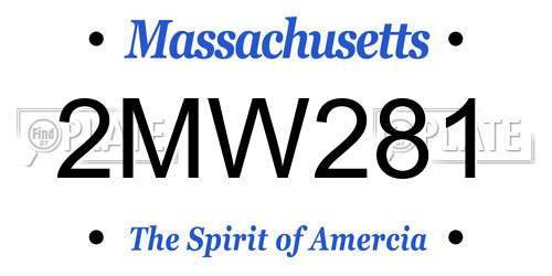 2MW281 Massachusetts License Plate
