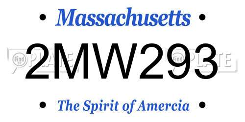 2MW293 Massachusetts License Plate