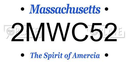 2MWC52 Massachusetts License Plate
