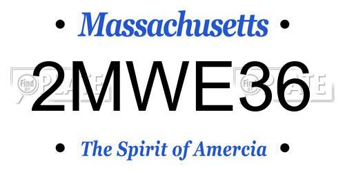 2MWE36 Massachusetts License Plate