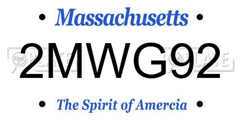 2MWG92 Massachusetts License Plate