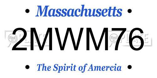2MWM76 Massachusetts License Plate