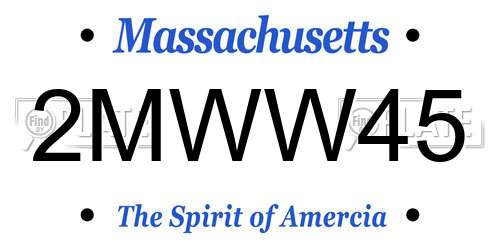 2MWW45 Massachusetts License Plate