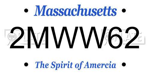 2MWW62 Massachusetts License Plate