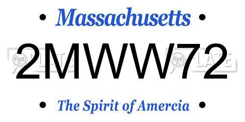 2MWW72 Massachusetts License Plate