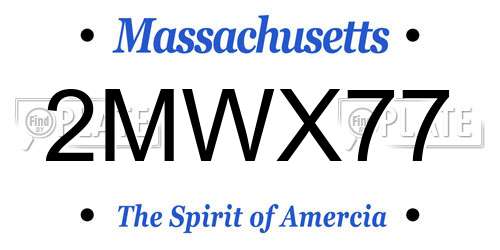 2MWX77 Massachusetts License Plate
