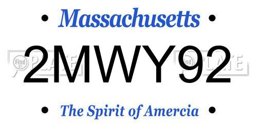 2MWY92 Massachusetts License Plate