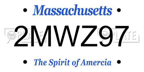 2MWZ97 Massachusetts License Plate