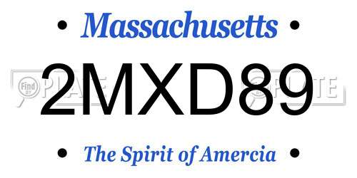 2MXD89 Massachusetts License Plate