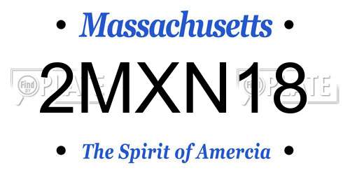 2MXN18 Massachusetts License Plate