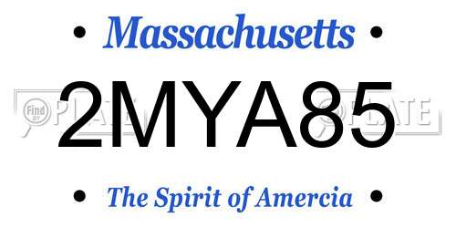 2MYA85 Massachusetts License Plate
