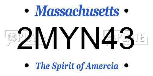 2MYN43 Massachusetts License Plate