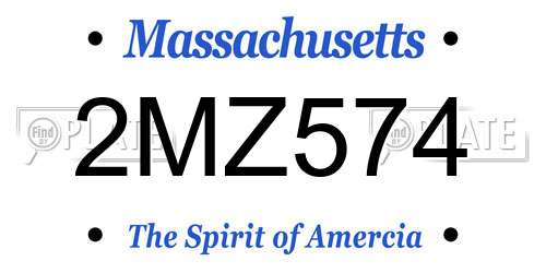 2MZ574 Massachusetts License Plate
