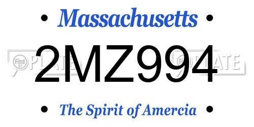 2MZ994 Massachusetts License Plate