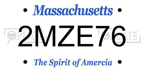 2MZE76 Massachusetts License Plate
