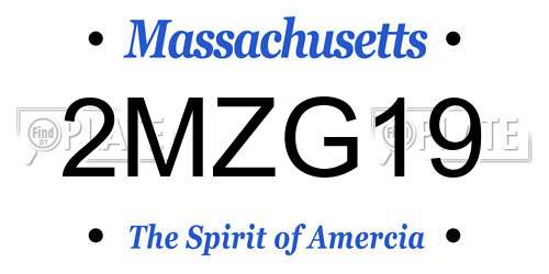 2MZG19 Massachusetts License Plate