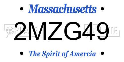 2MZG49 Massachusetts License Plate