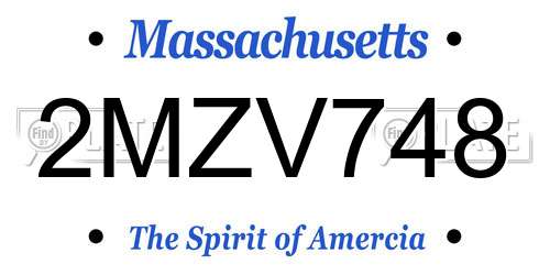 2MZV748 Massachusetts License Plate