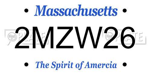 2MZW26 Massachusetts License Plate
