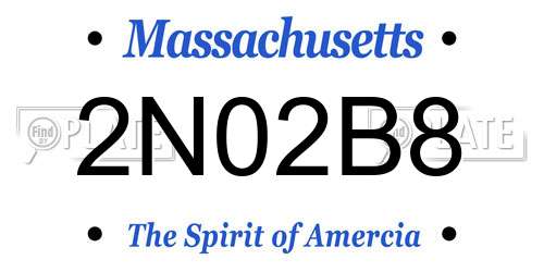 2N02B8 Massachusetts License Plate