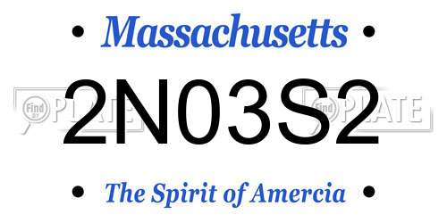 2N03S2 Massachusetts License Plate
