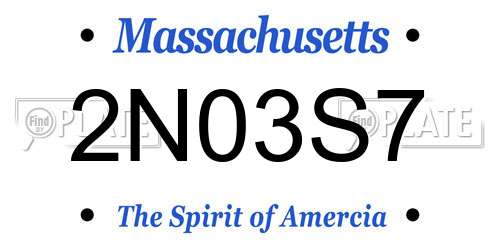 2N03S7 Massachusetts License Plate