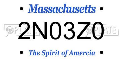 2N03Z0 Massachusetts License Plate