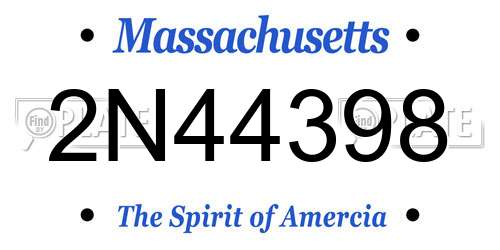 2N44398 Massachusetts License Plate
