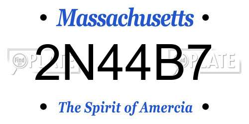 2N44B7 Massachusetts License Plate